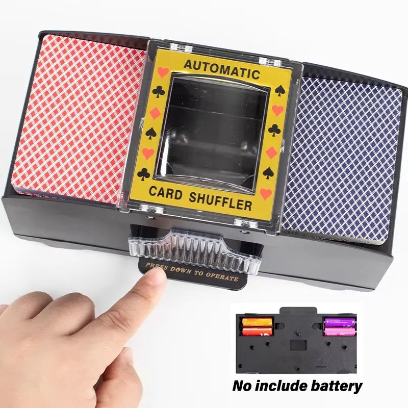Automatic 2-Deck Card Shuffler, Battery Operated Electric Playing Card Shuffle