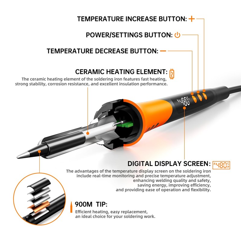 90W 110V LCD Soldering Iron, Soldering Iron Kit, 10-in-1 Soldering