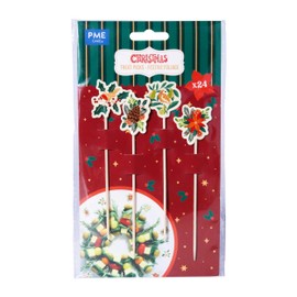 PME Christmas Treats Picks Festive Foliage (Pack of 24) Paper
