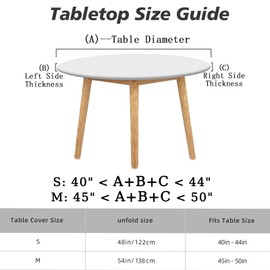 Yeylyn Modern Leaf Round Fitted Tablecloth with Elastic Table Cover Waterproof Wipeable, Round Elastic Tablecloth 45"-50", Circle Table Cloth for Picnic, Dining, Outdoor