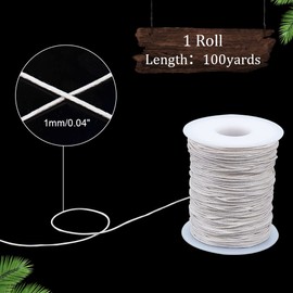 PandaHall 100 Yards 1mm Waxed Cotton Thread Beading Cord for Bracelet, Necklace, Jewellery, Crafts, Beads, Beige