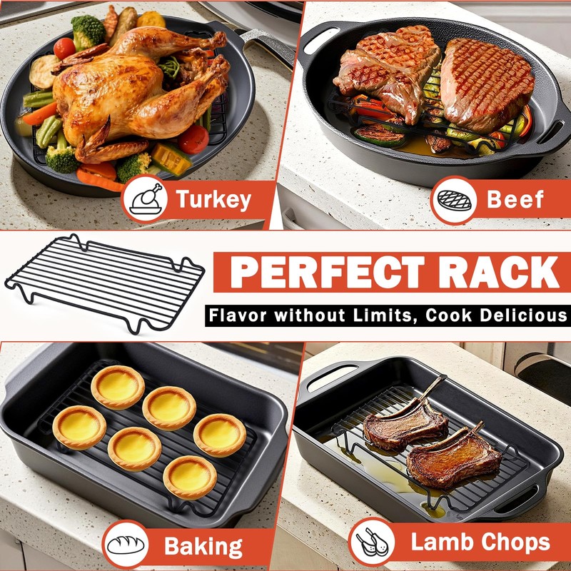 Roasting Rack,Heavy Duty Turkey Rack Insert for Roasting Pan,Fit for