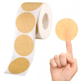 500 Pcs 1.5 Inch Natural Brown Kraft Stickers, Round Blank Roll Label Stickers for Bottle Jars Canning and Lid, Permanent Adhesive Kraft Labels