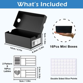 16 Pack Mini Sneaker Gift Boxes, 4.7 x 2.5 x 2 Inch Small Shoes Box with Editable Labels for Parties, Sports-Themed Candy, Cookies, Snacks (Black&Red)