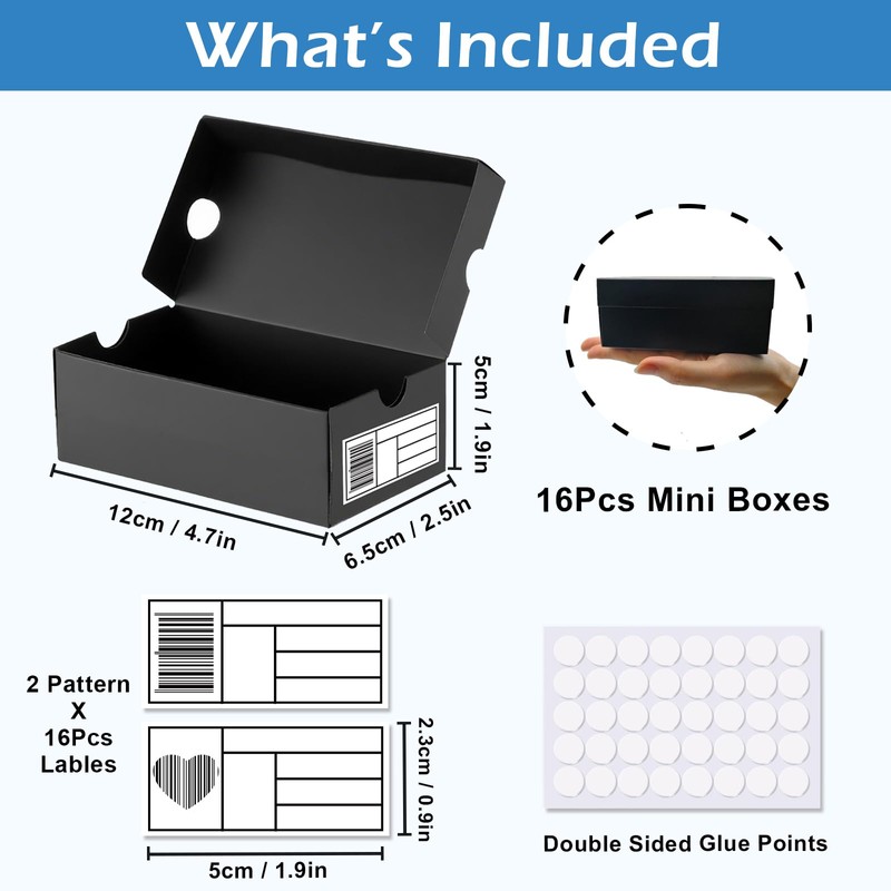 16 Pack Mini Sneaker Gift Boxes, 4.7 x 2.5 x