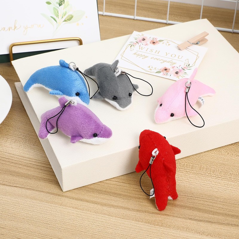 SOIMISS Pack of 5 Plush Dolphin Key Ring Pendant Key