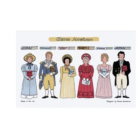 Alison Gardiner - Jane Austen Characters and Books 100% Cotton Tea Towel/Dish Cloth Kitchen Towel - Made in England