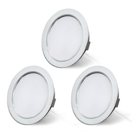 URing Set of 3 LED Recessed Spotlights 12 V Dimmable 3.5 W 3000 K Warm White LED Flat 12 V 300 LM Bore Hole 55-58 mm and 15 mm Flat Furniture Recessed Light LED Recessed Spotlights for Motorhome