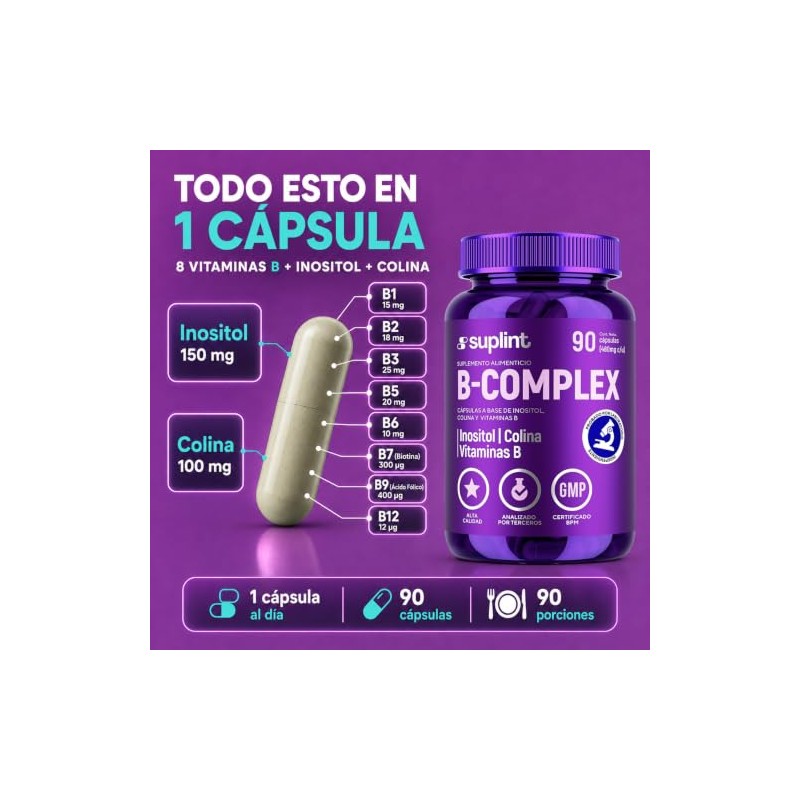 Complejo B Completo Vegano con Inositol y Colina – Vitaminas