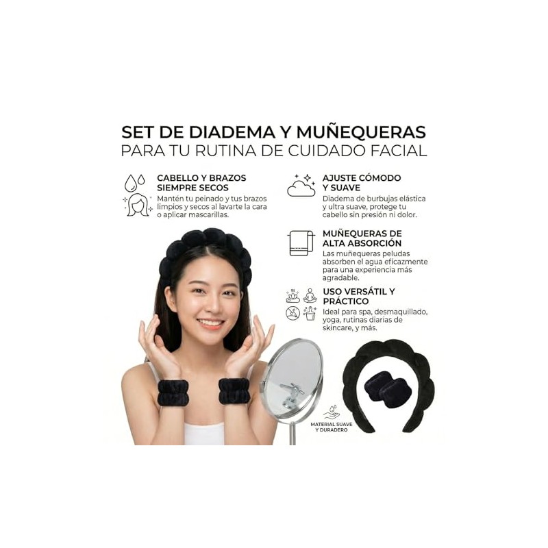 Set negro de 14 piezas MODAMNGL con diadema nube, pulseras,