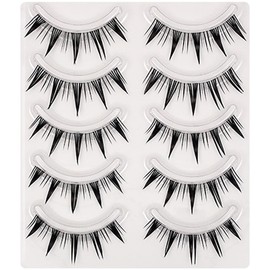 KUAIDHFK False Eyelashes, 5 Pairs, Upper Eyelashes, Transparent Shank, Natural False Eyelashes, Short, 3D, Comfortable, Long Lasting, Reusable, Ultra Lightweight, Handmade, Daily Makeup, Thin Makeup