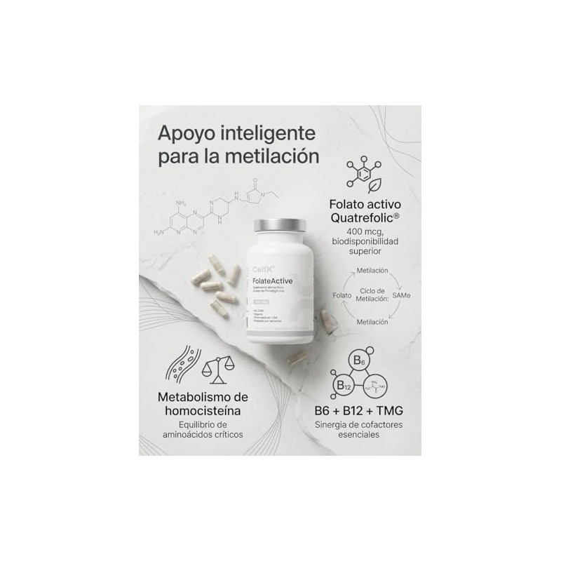 CellX | FolateActive con Metilfolato Quatrefolic 400 mcg, TMG 1000