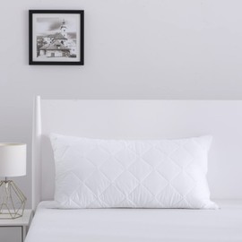 Dreamaker Delux Microfibre Fill Antibacterial Odour Control Cotton Quilted Pillow Case Cover Protector Purafresh treated Anti-microbial Anti-dustmite Protection Machine Washable - King Pillow(90x50cm)