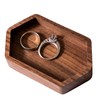 Walnut Wood Ring Tray, Narrow Hexagon Hardwood Holder, Slim Hexagonal