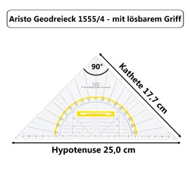 Aristo Geometric Set Square with Handle 250 mm Transparent Plexiglass