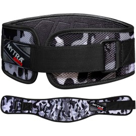 Mytra Fusion Ultra Sleek Camo Fitness Weight Lifting Belt for Heavy Lifting, CrossFit, Bodybuilding & Training Ideal for Both Men and Women (Camo Grey, X-Small)