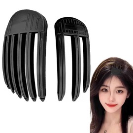 LKCCTK 前髪クリップ 根元立ち上げクリップ 2点セット 6歯＋3歯 巻き髪 ふんわり 根元櫛 スタイリングコーム プラスチック 便利 ヘアスタイリングツール 長髪と短髪用 (ブラック)