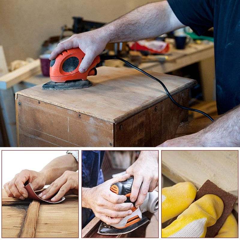 40 Grit Coarse Sanding Sheet Set, 12pcs Detail Sander Sandpaper,