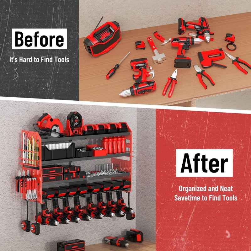 VeyFolzin.st Large Power Tool Organizer Wall Mount with Charging Station,