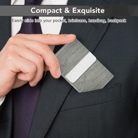 DMFLY Business Name Card Holder Luxury PU Leather & Multi Card Case, Business Name Card Holder Wallet Credit Card ID Case Holder for Women & Men - Keep Your Business Cards Clean, Gray-t, Minimalist