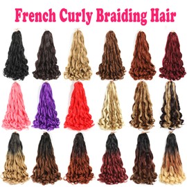 French Curly Braiding Hair 24 Inch 8 Packs - Pre Stretched Bouncy Braiding Hair- Loose Wavy Braiding Hair Synthetic Hair Extensions (24 inch 8 packs 1B/Grey)