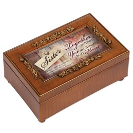 Cottage Garden Sister Rich Walnut Finish Petite Rose Petite Music Box Plays Amazing Grace