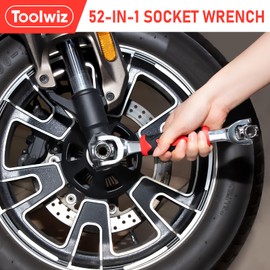 Toolwiz 52 in 1 Universal Socket Wrench Adjustable Multi-Functional Wrench Tool with 360 Degree Rotating Head Spanner Remove Bolts Nuts Fasteners for Home Appliance Bicycle Motorcycle Car Repair