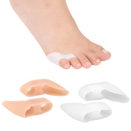 ZYFC 4 Pack Gel Pinky Toe Separators, Double Hole Toe Separators, Little Toe Straightener, Toe Separators for Overlapping Toes, Hammer Toe Straightener, Toe Dividers to Correct Overlapping Toes