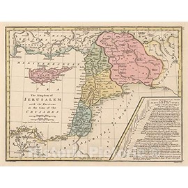 Historic Map - World Atlas - 1807 The Kingdom of Jerusalem with Its Environs at The Time of The Crusades. - Vintage Wall Art - 44in x 35in