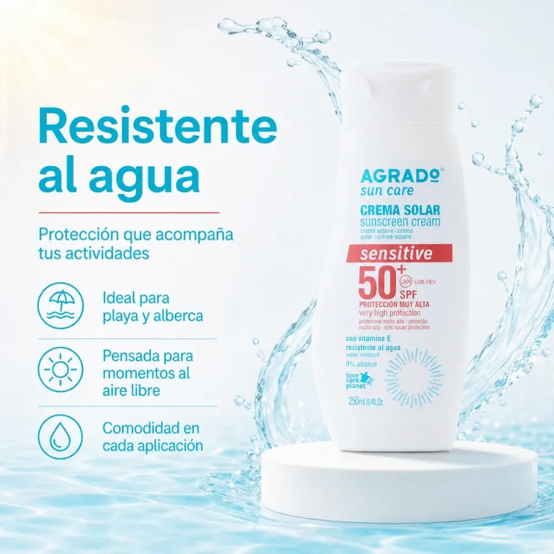 Bloqueador Solar Sensitive Spf50+ Vitamina E Agrado 250 Ml