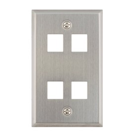 Legrand - On-Q WP3404SS 4 Port Single Gang Wall Plate, Stainless Steel