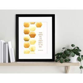 Kind Words Spiritual Inspirational Bible Quote Print. Fine Art Paper, Laminated, or Framed. Multiple Sizes