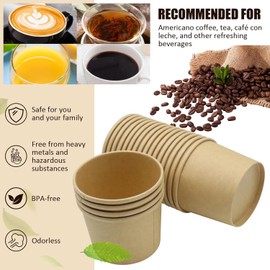 USYSGT 50 Pcs Kraft Paper Disposable Cups, 350ml Strong and Leakproof Disposable Cups Ideal for Refreshing Drinks, Coffee, Espresso, Tasting (12 oz)