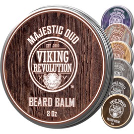 Viking Revolution Majestic Oud Beard Balm - Beard Butter with Argan Oil, Beard Softener for Men with Jojoba Oil - Beard Moisturizer for Men with Beeswax - Beard Wax for Men (2oz, 1 Pack)