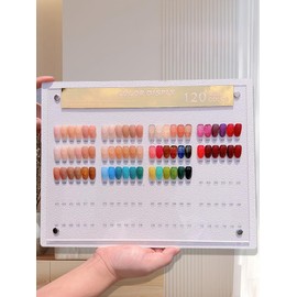 Acycoin2A 120 Nail Color Display Board Nail Art Sample Chart Acrylic Gel Polish Rack Colors Showing Shelf with False Nail Tips and Number Sticker