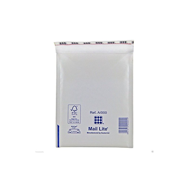 10 x A/000 White Mail Lite Padded Envelopes, Bubble Wrap