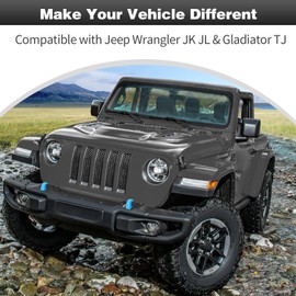 CheroCar Bumper Tow Hook Covers Tow Hook Protector External Accessories for 2007-2025 Jeep Wrangler JK JL,for Jeep Gladiator JT,Light Blue