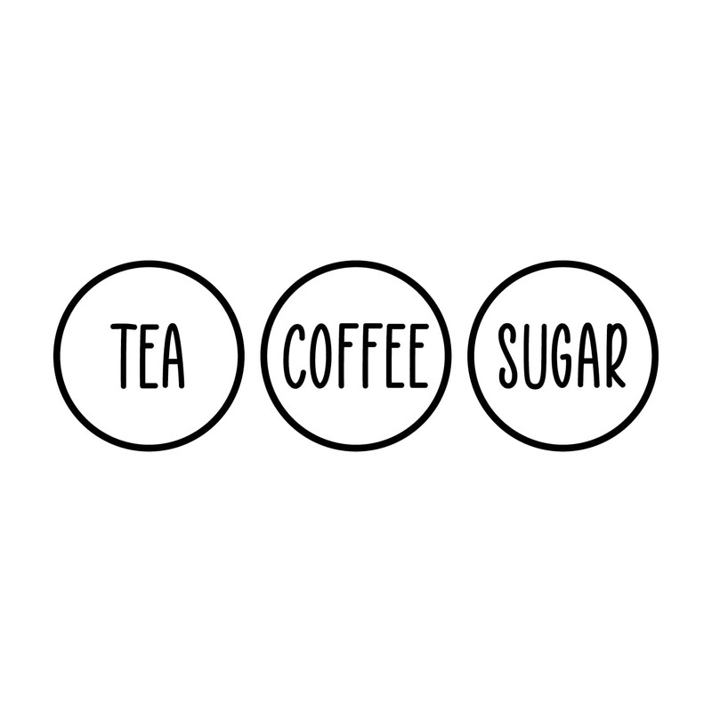Tea Coffee Sugar Circle Modern Design Kitchen Jar Canister Labels