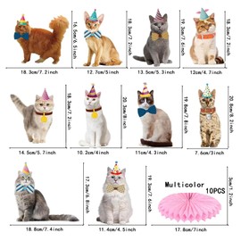 Calkkrer Pack of 10 Honeycomb Cat Table Decoration, Cute Cats Birthday Decoration, Party Accessories, Cat Motif, Birthday Decoration Cat, Cat Birthday Shower