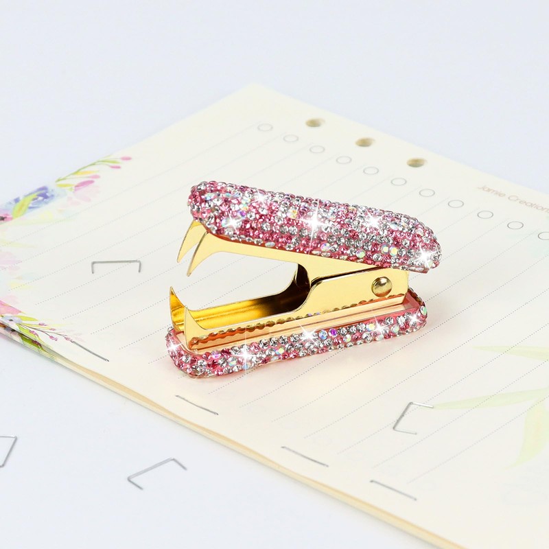 Buqoo Bling Rhinestone Staples Remover, Crystal Staple Puller Cute Glitter