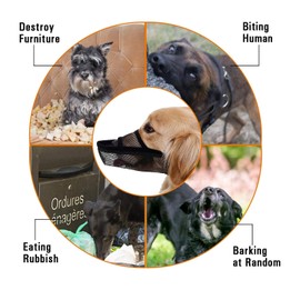 CVNRCLP Adjustable Breathable Nylon Dog Muzzle - Soft Mesh Mouth Cover for Anti-Biting, Anti-Barking, and Licking (Size M, Circumference Mouth 22-26 CM, Head 36-41 CM)