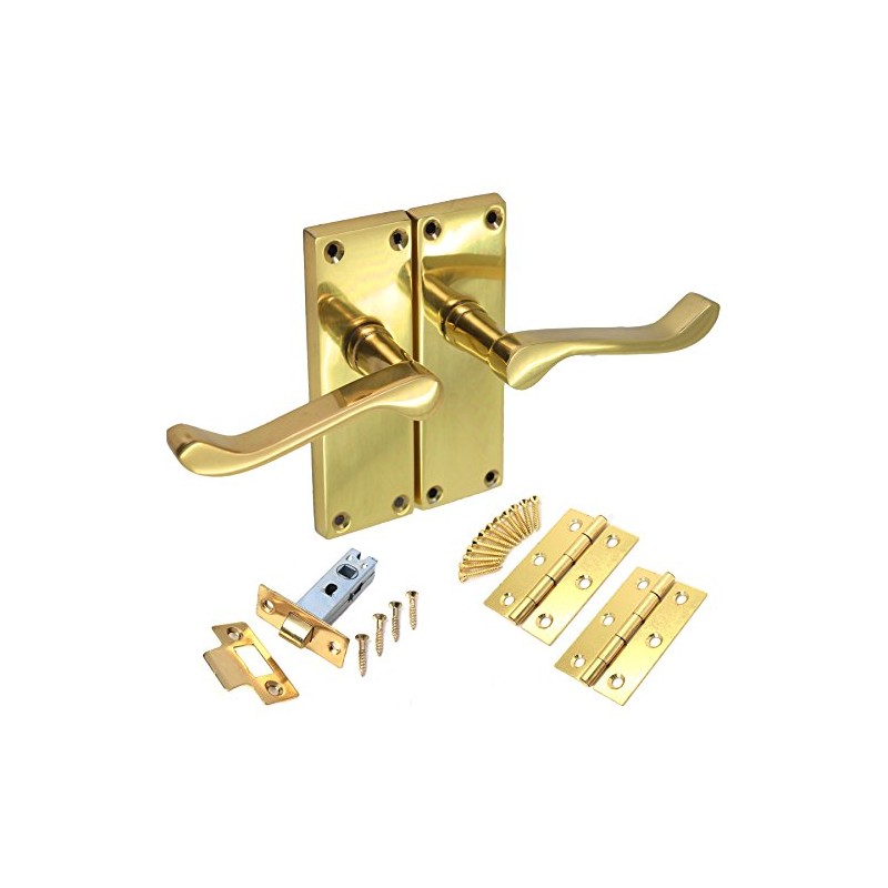 Polished Brass Internal Lever Latch Door Handles & Fixings Set