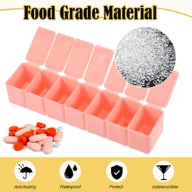 2 PCS Pill Organiser Pink,7 Day Pill Boxes Weekly Pill Box Reminder Portable 7 Day Tablet Boxes for Hold Vitamins, Cod Liver Oil, Supplements and Medication with Large Separate Compartments (Pink)