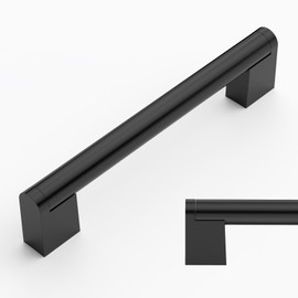 Amerdeco 10 Pack Matte Black Cabinet Pulls 5 Inch(128mm) Hole Centers Kitchen Cabinet Handles Cabinet Hardware Cupboard Handles Drawer Pulls AM004