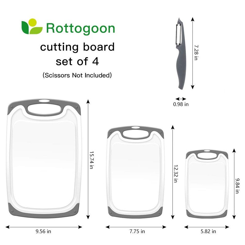 Cutting Boards for Kitchen, Plastic Chopping Board Set of 4