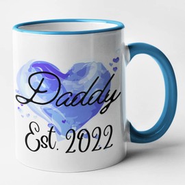 New Parents Couples Mugs Set of 2 Mugs - Mummy, Daddy Est 2022 (Pink & Blue)