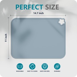 Cutebe Silicone Placemat for Toddles Kids Non-Slip Reusable Portable Kids Placemats for Dinning Table Heat Resistant Placemats, Baby Placemat Stain Resistant Silicone Mat for Dining Table 3 Pack