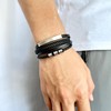 HEIX Adult Multilayer Braised Leather Bracelet Stainless Steel Clasp Gift