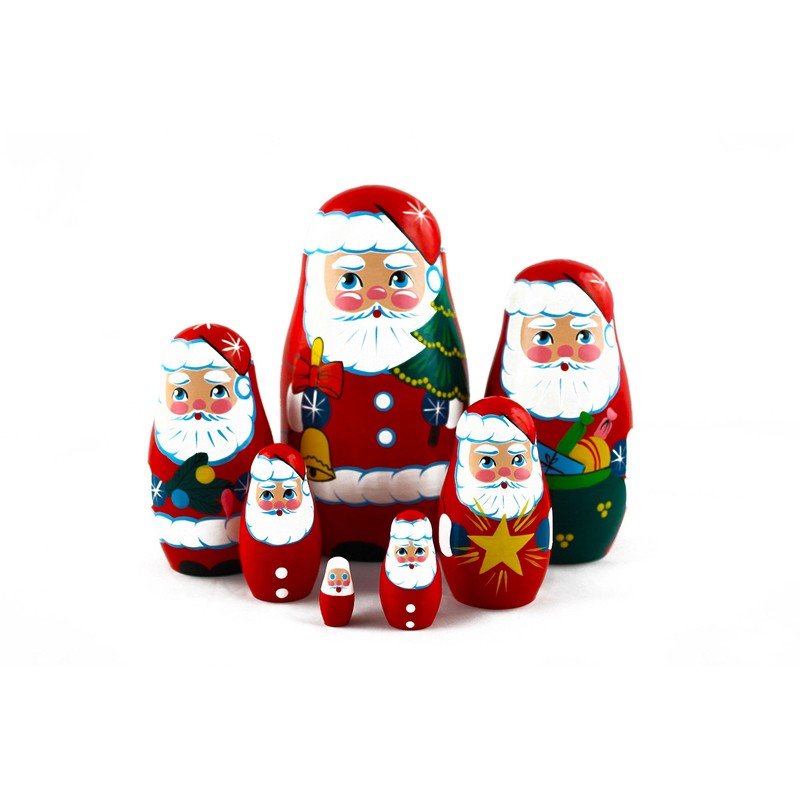 Matryoshka Russian Nesting Doll Babushka Santa Claus Set 7 Pieces