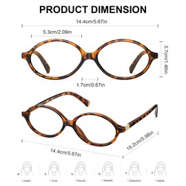 Snosue Oval Retro Blue Light Blocking Glasses for Women Men Vintage Fashion 90s Small Face Computer Screen Gaming TV Phones Anti Eyestrain & UV Glare Glasses Non-prescription